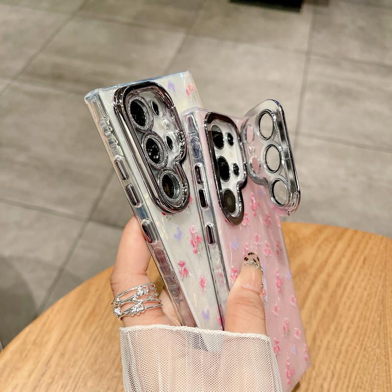 Compatible With S26/S25Ultra/S24/S23/S22 ,For iPhone 16 Pro Max/15/14/13/12,For Moto Razr 60 Ultra/50 Ultra/ 50/60  shell patterned small floral pattern lens film all inclusive protective Case HN7127