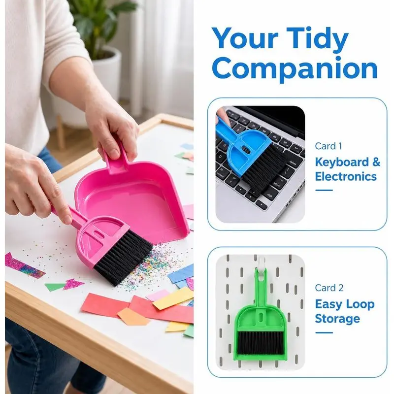 Small broom and dustpan set for household desktop cleaning, desk garbage shovel, pet mini broom broom, portable and exquisite pet garbage cleaning kit, hamster sand spoon cage cleaning tool suitable for small pets, guinea pigs, hedgehogs, hamsters