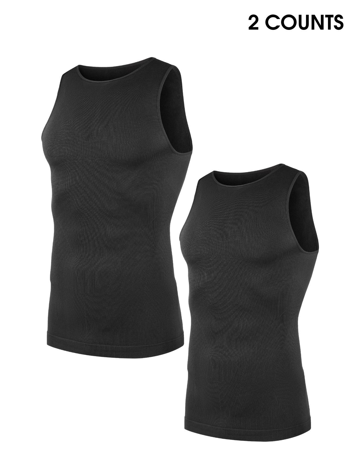 Men's Solid Seamless Shapewear Tank Top, Breathable Comfortable Shaper Vest, Tummy Control Shapewear for Men