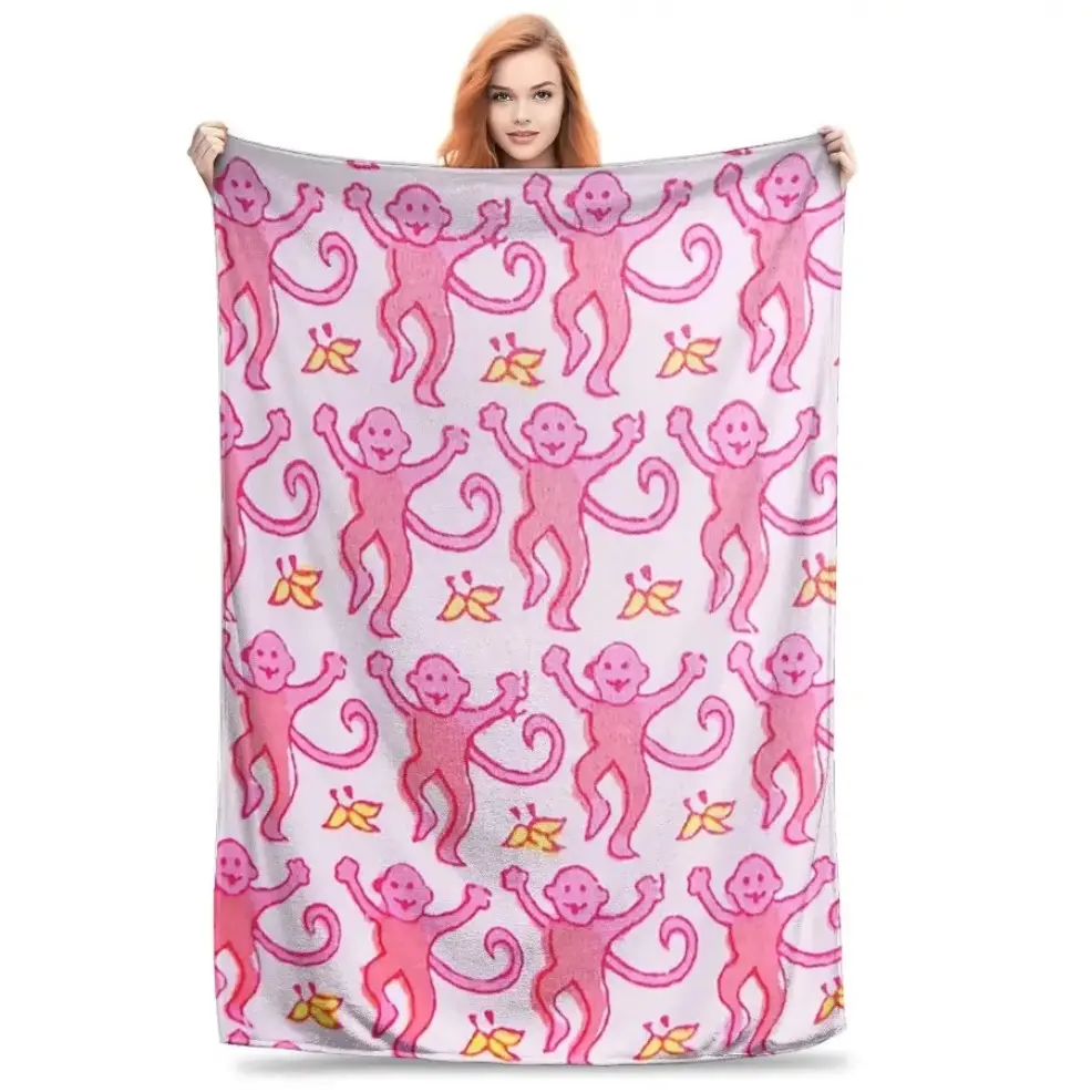 Preppy Roller Monkeys Rabbit Blankets, Baby Blanket & Adult Blanket, Portable Flannel Sofa Throw Blanket for Home Bedroom Outdoor, All Season Bedspread Quilt, Ideal Holiday Birthday Gift birthday gift