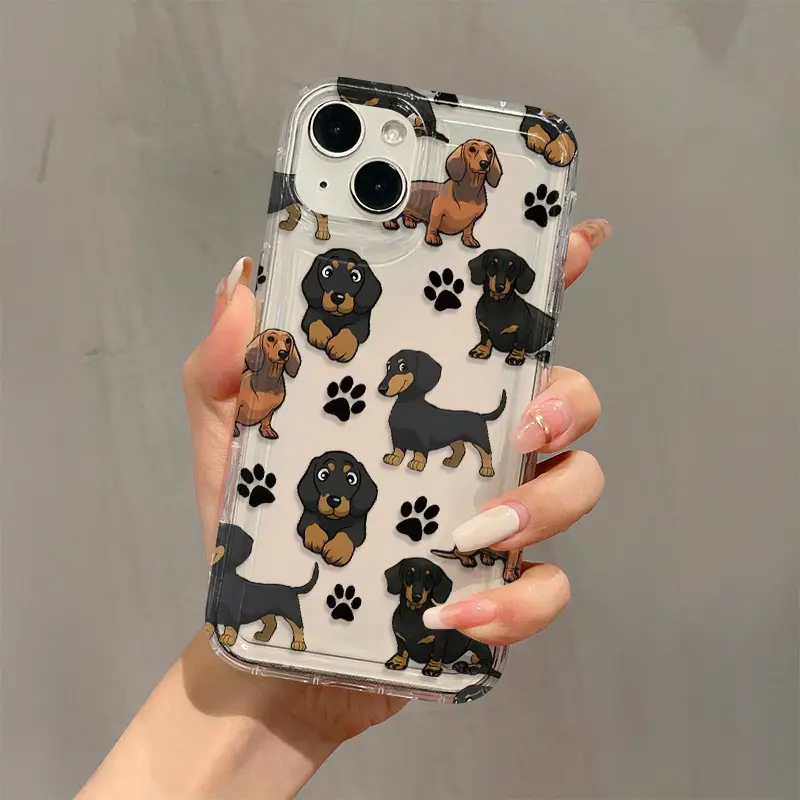 Phone Case: 1 Transparent Dachshund Paw Print TPU Shockproof Case With Precise Cutouts, Full Coverage Protection For iPhone 17 Pro Max 16 15 14 Plus 13 12 11 X XS Series, Cute Protective Case,  Ideal Birthday Gift