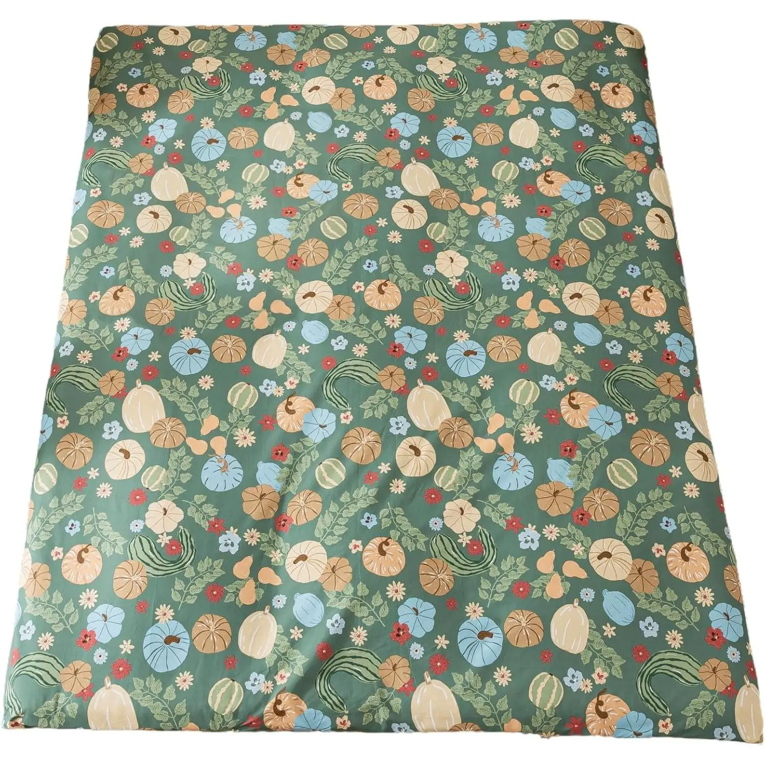 100% Cotton Zipper Bedding Futon Cover - Japanese Floor Mattress Cover, Machine Washable, Super Soft, Twin/Full/Queen Sizes (Green Pumpkin, Twin)