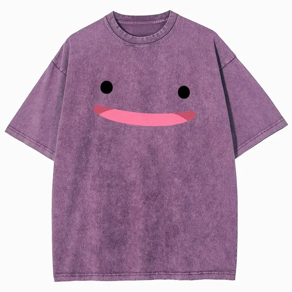 Unisex Minimalist, cute and soft emoji with silly smiling faces for Instagram pocket Graphict Washed T-Shirt Personalized Pattern Y2k Clothing Round Neck Washed T-Shirt,Women's Clothing , Menswear, Top, Vintage Style,Summer Casual Oversized