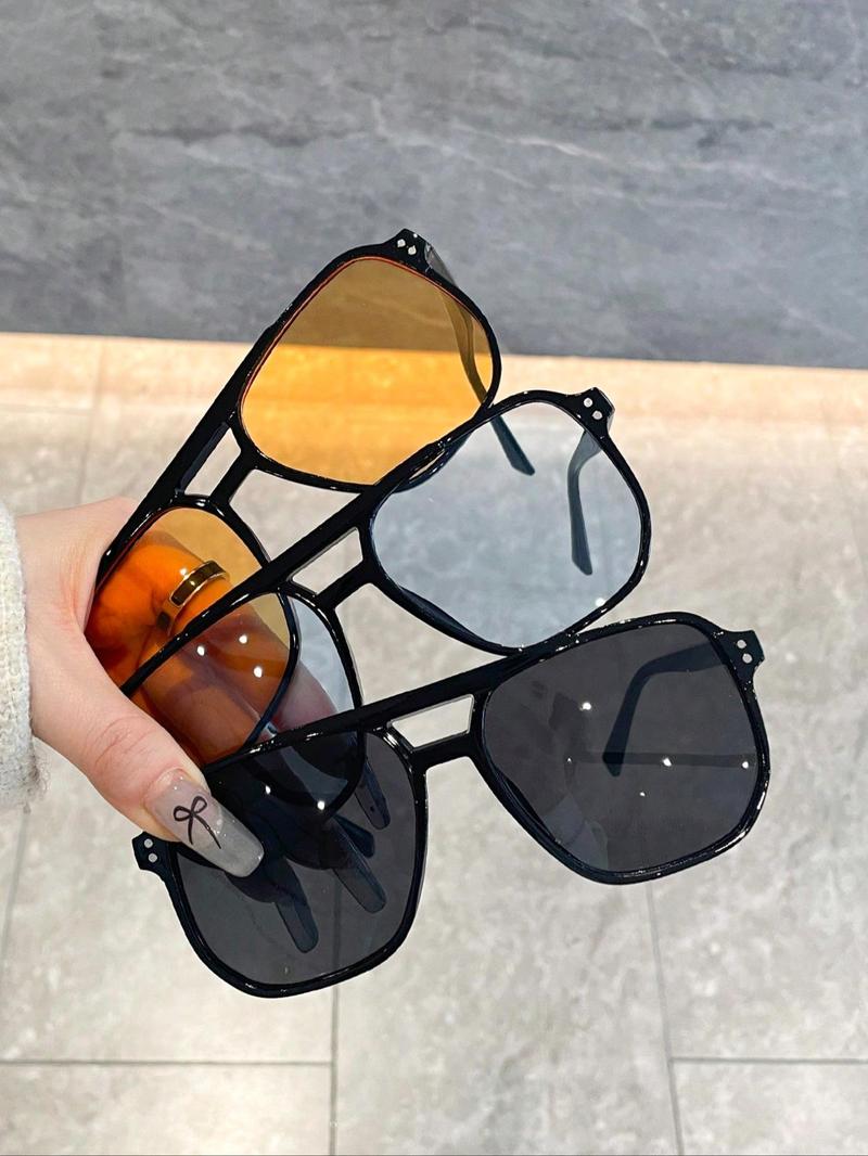 Unisex Vintage Trendy Aviator Sunglasses, Retro Outdoor Sports Frames Sunglasses, Fashionable Modern Accessories for Men & Women for Everyday Use, Trendy Beach Eyewear, Aviator Shades