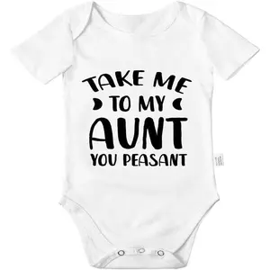 Baby Clothes, Take Me to My Aunt You Peasant Bodysuits, Funny, Boys Girls Infant Cotton Romper Jumpsuit 0-24 Months