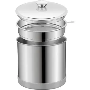 Ohtomber 1.2L Bacon Grease Saver Container with Fine Mesh Strainer and Non-slip Silicone, Cooking Oil Keeper Grease Fat Storage Filter Container for Kitchen, Used Oil Holder Pot