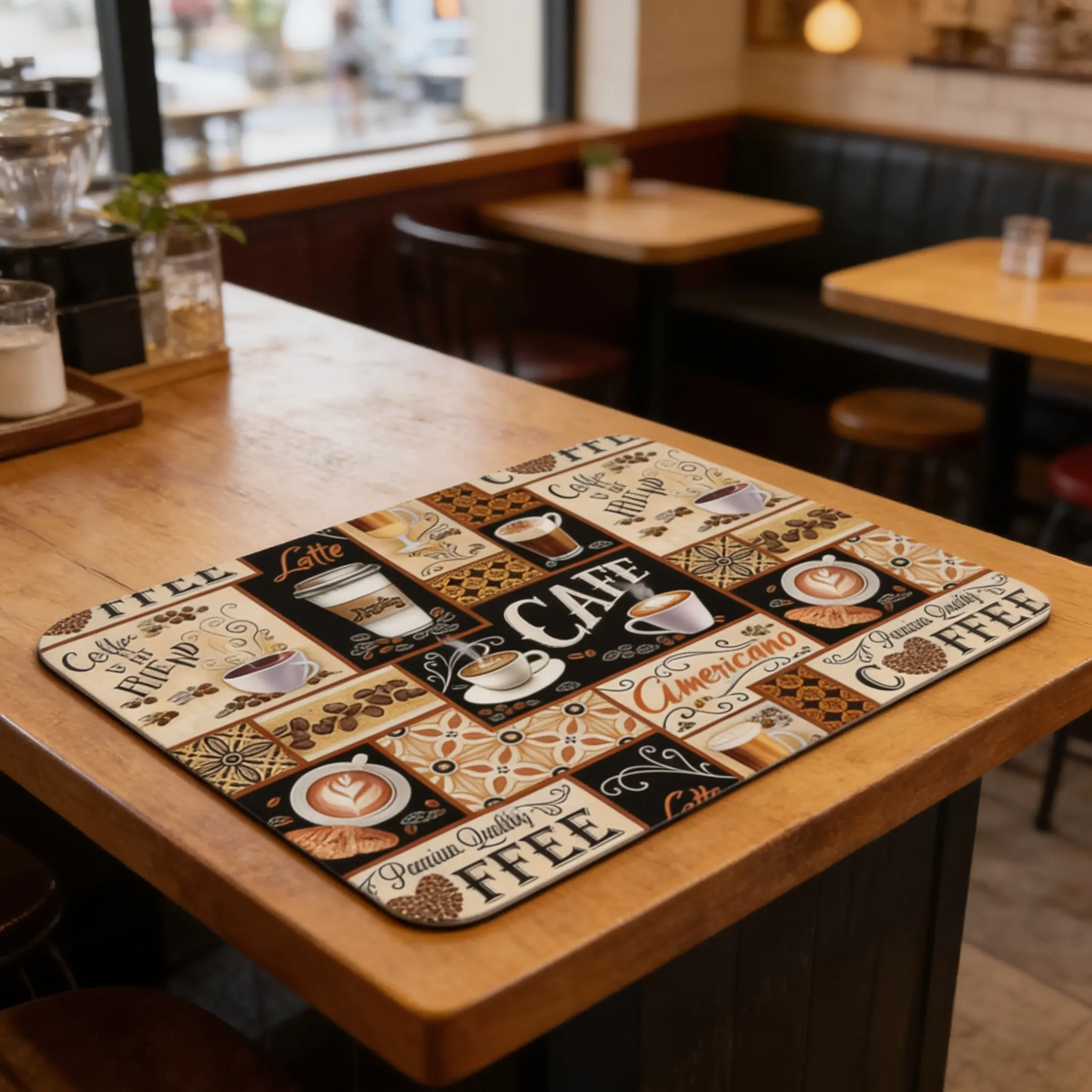 1pc Boho Coffee Machine Mat - Absorbent, Non-Slip Rubber Drying Pad With Ethnic Pattern For Kitchen Countertops, Heat Resistant & Decorative