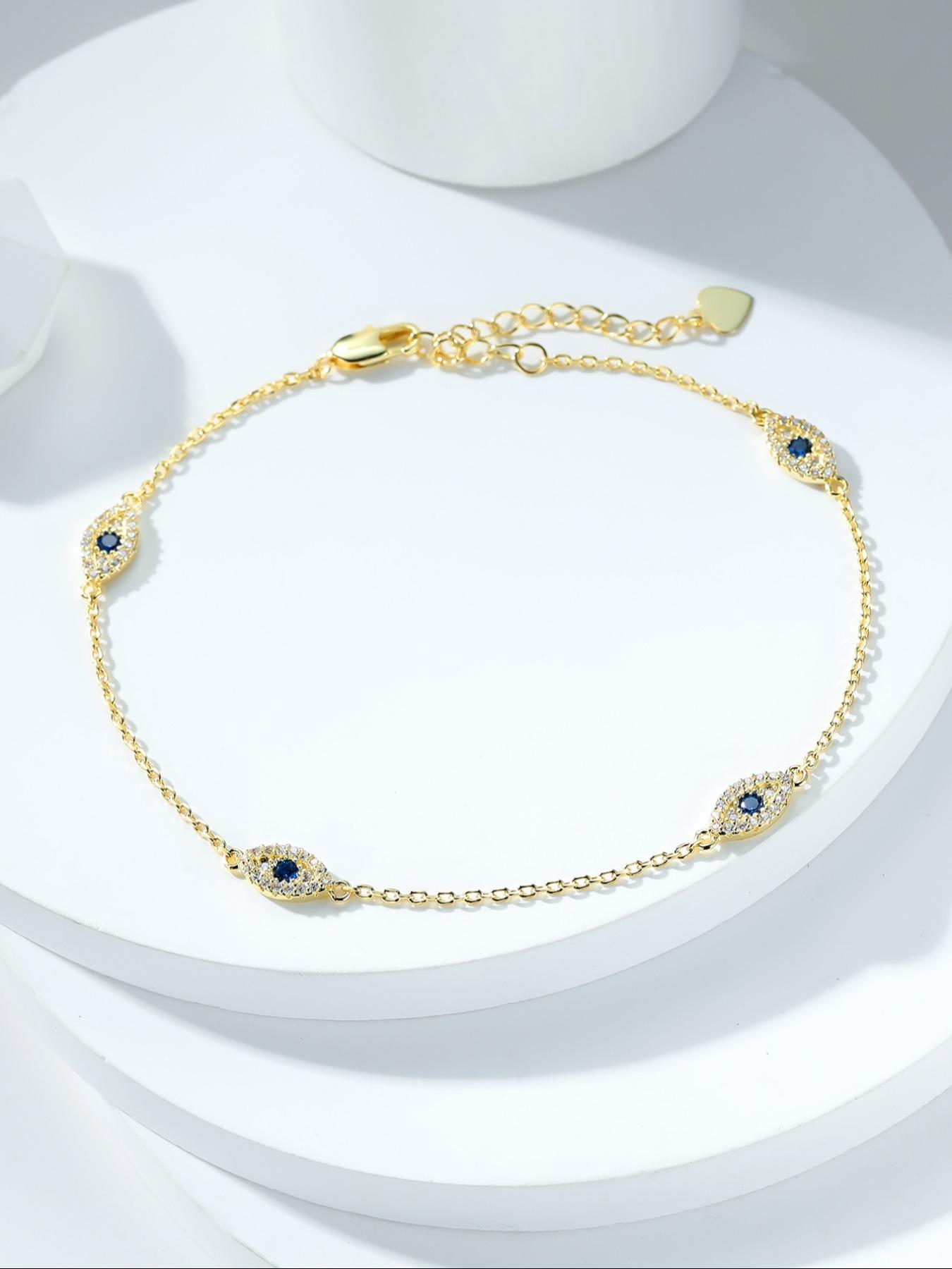 Luxury Exquisite Multi-color Synthetic Zirconia Devil's Eye Decorative Anklet, Fashionable Jewelry for Women, Birthday Gift for Girlfriend