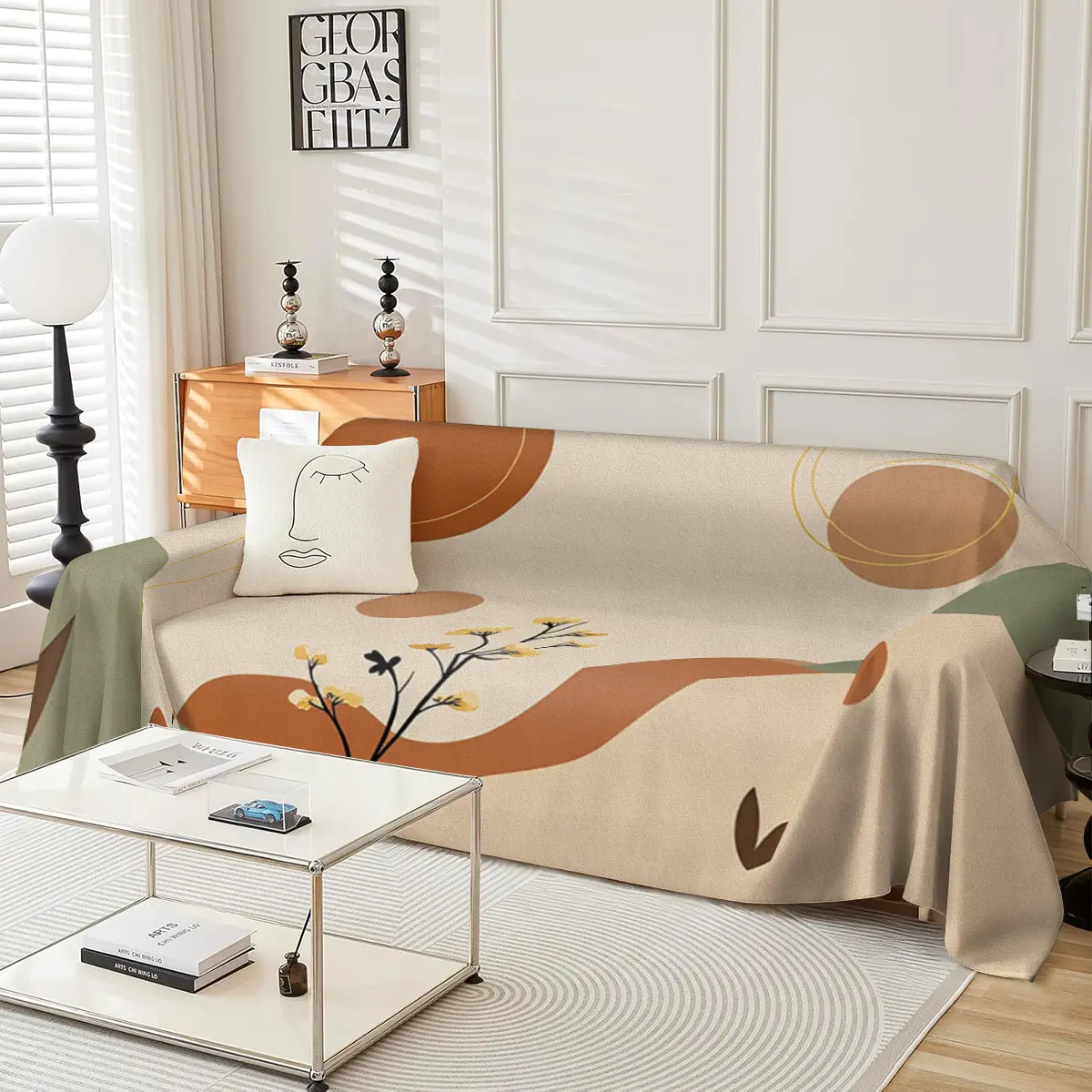 Morandi Abstract Flower Sofa Cover Multi functional Sofa Cover Suitable for decorating sofas in bedrooms and living rooms for all seasons