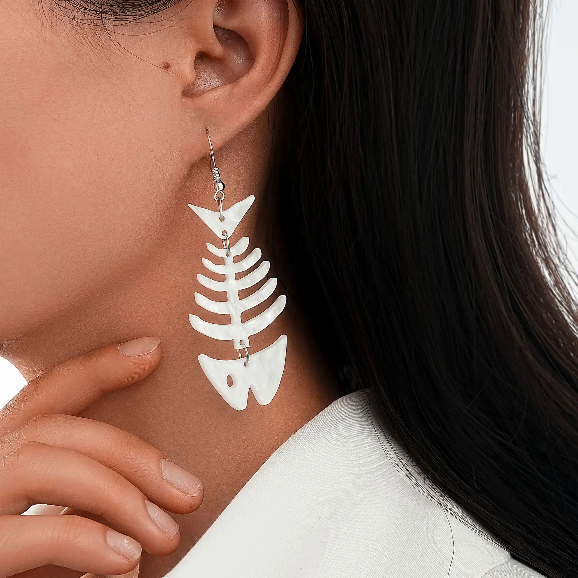 Eco-friendly acrylic earrings with unique fishbone design