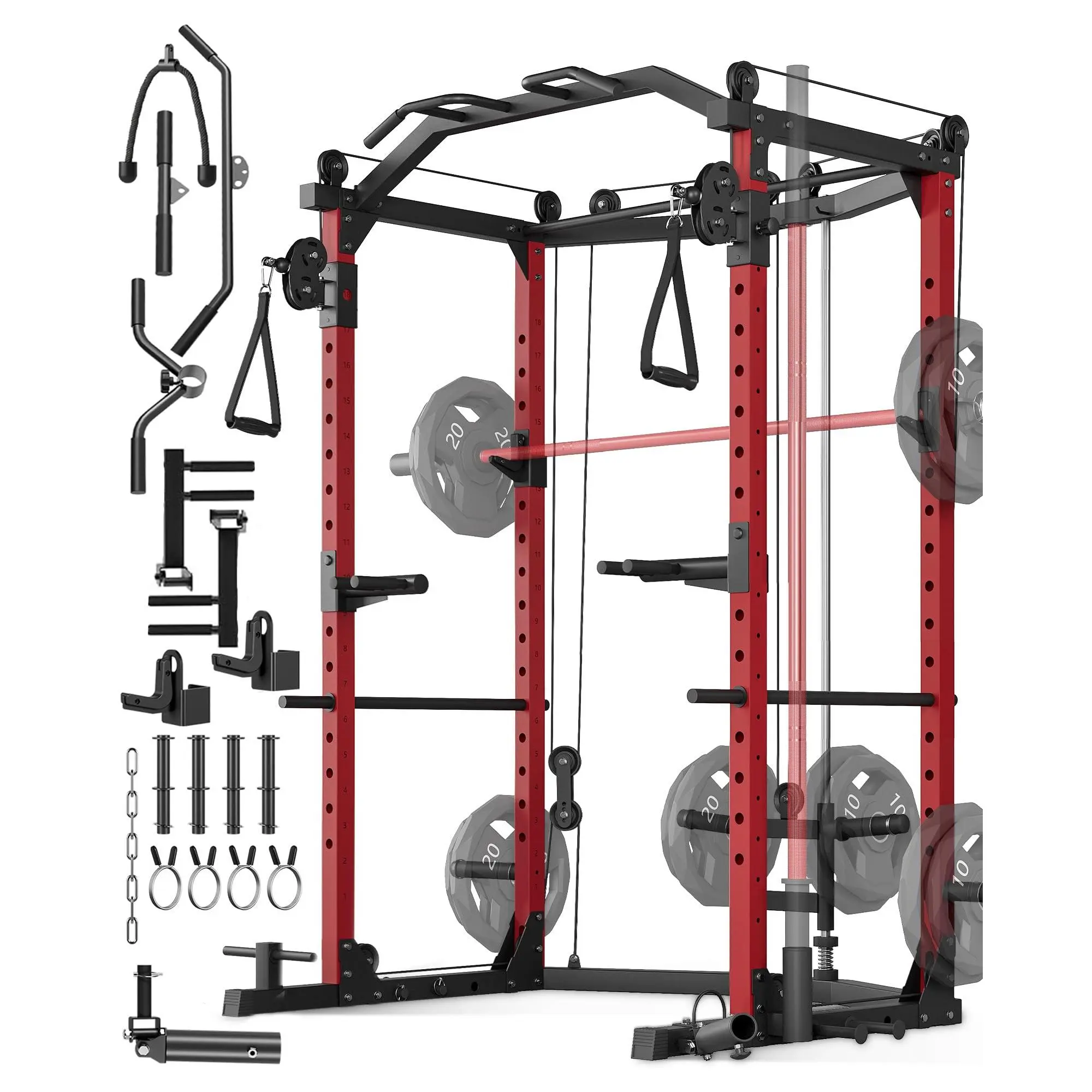 GARVEE Power Cage with Cable Crossover System - Heavy-Duty Power Rack for Home Gym Weight Training