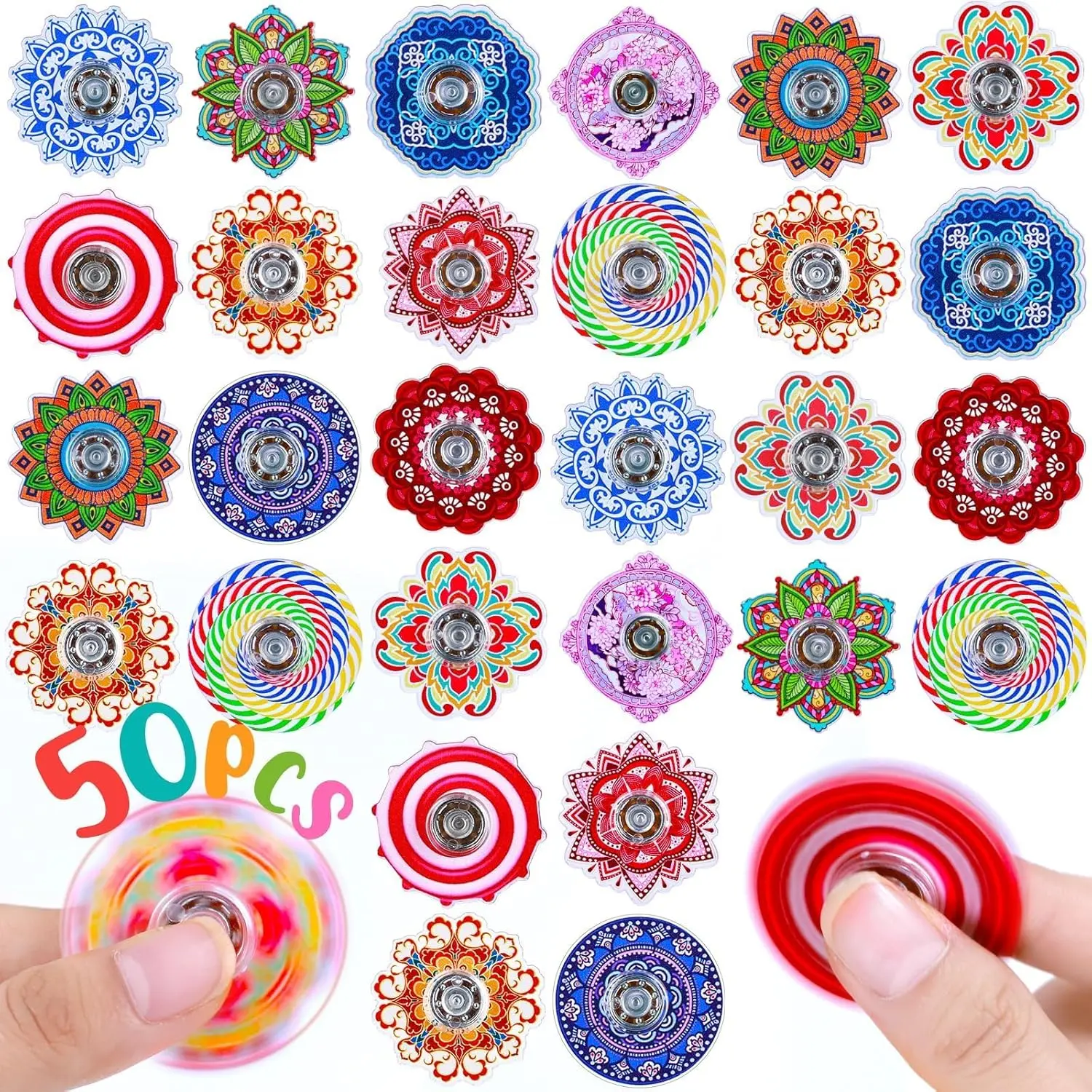 50 Pack Fidget Spinner for Kids, Mini Sensory Fidget Toys Bulk for Adults with Autism ADHD, Anxiety Relief, Stress Relief Fidgets, Classroom Prizes, Birthday Party Favors, Pinata Stuffers, Treasure Prize Boxfidget toys
