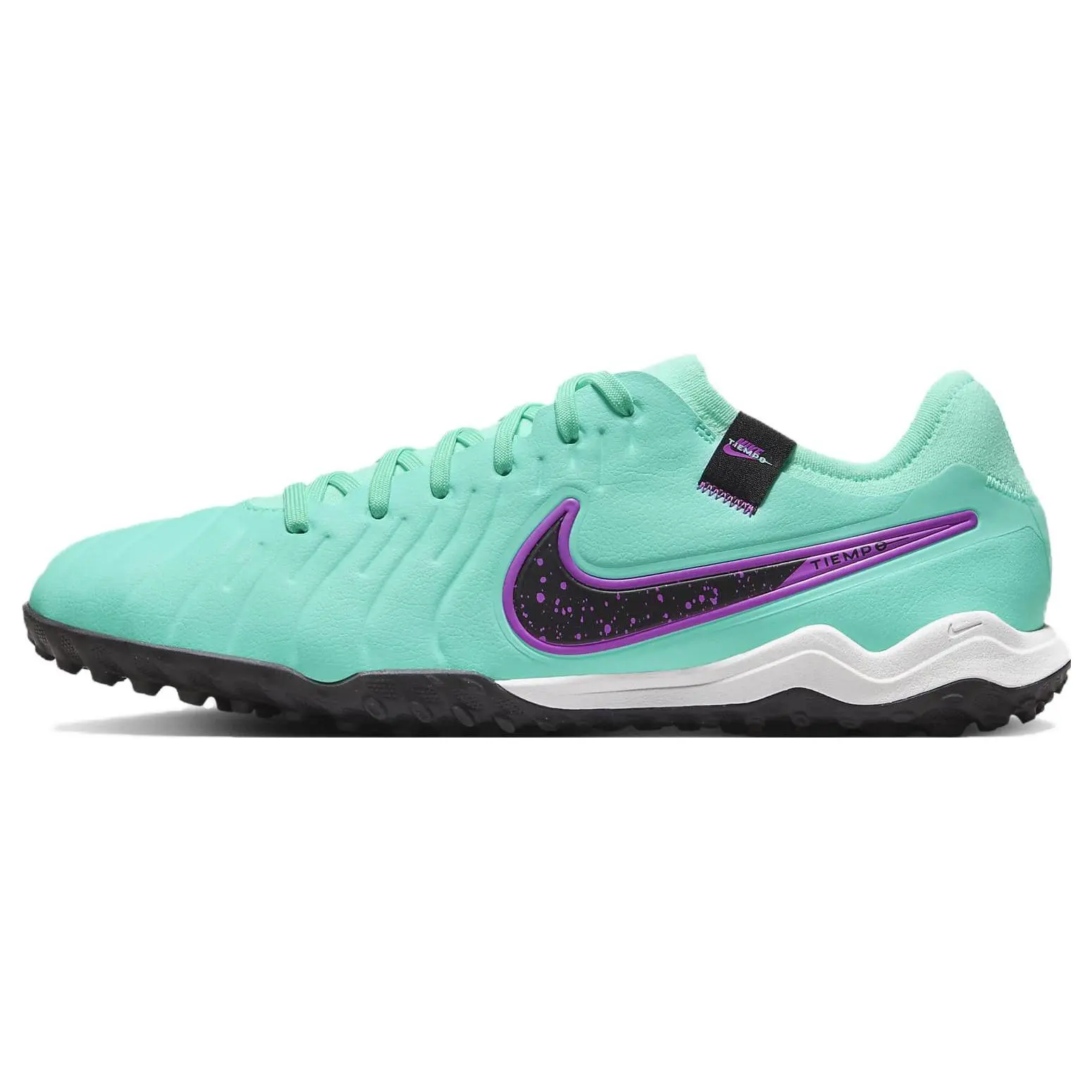 Nike Tiempo Legend 10 Men’s Turf Football Cleats – Round Toe, Lace-Up, Purple-Green Verifiable, with credentials and supporting global authentication