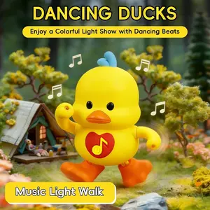 Cute Electric Dancing Duck Toy with Flashing Lights and Music, Early Learning Animal Toy for Babies, Birthday Gift for Boys and Girls