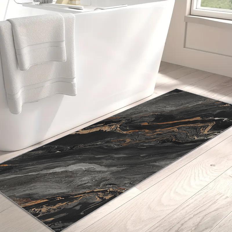 Marble Pattern Bath Mat, 3 Counts/set Non-slip Absorbent Bathroom Mat, Soft Comfortable Bathroom Mat, Suitable for Bathroom, Shower, Laundry Room, Bedroom, Living Room, Bathroom Rug Set