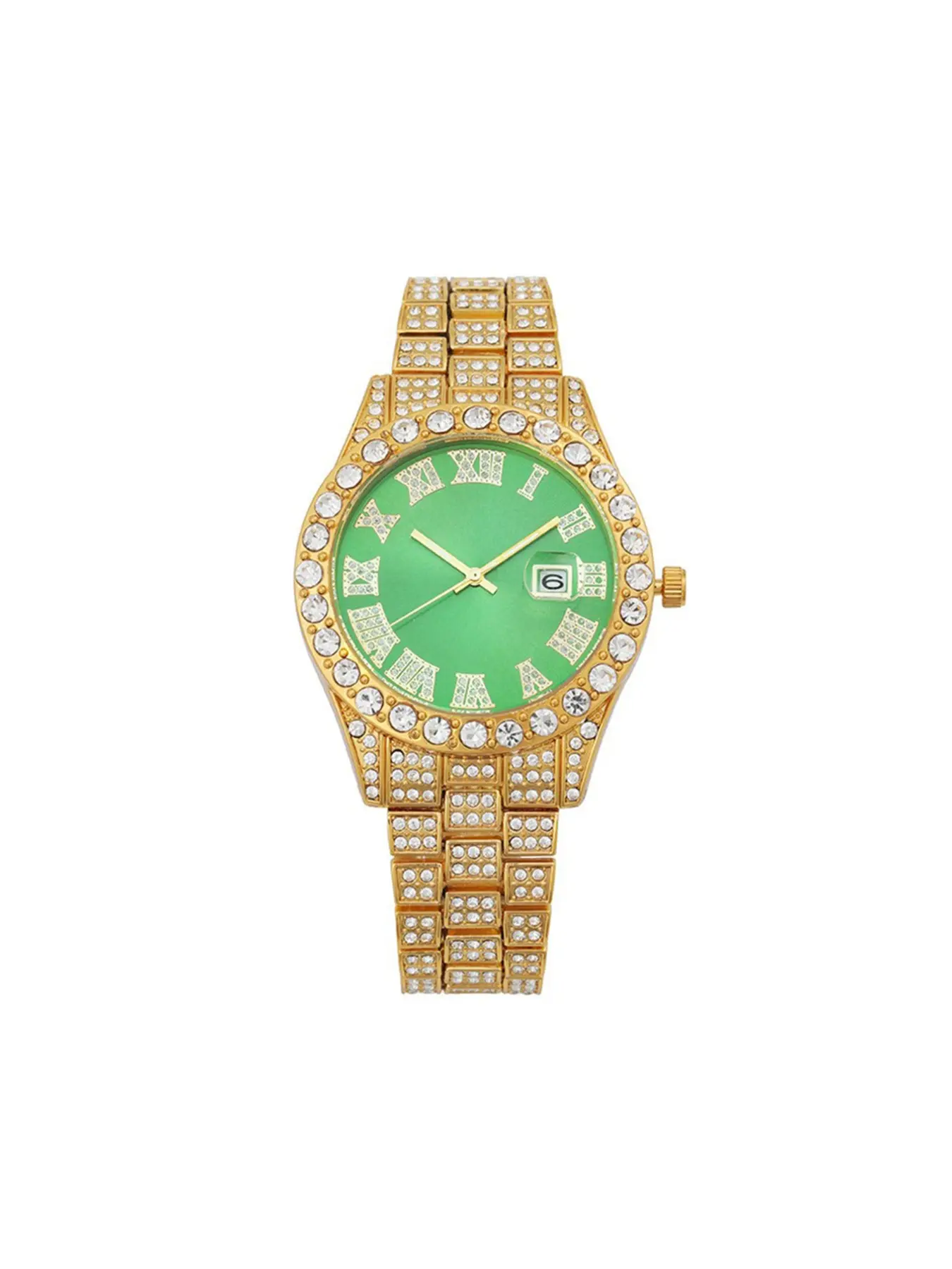 Fashion Rhinestone Calendar Women's Watch, Quartz Analog Watch, Full Diamond Quartz Watch, Unisex Gift for Daily Wear and Sports
