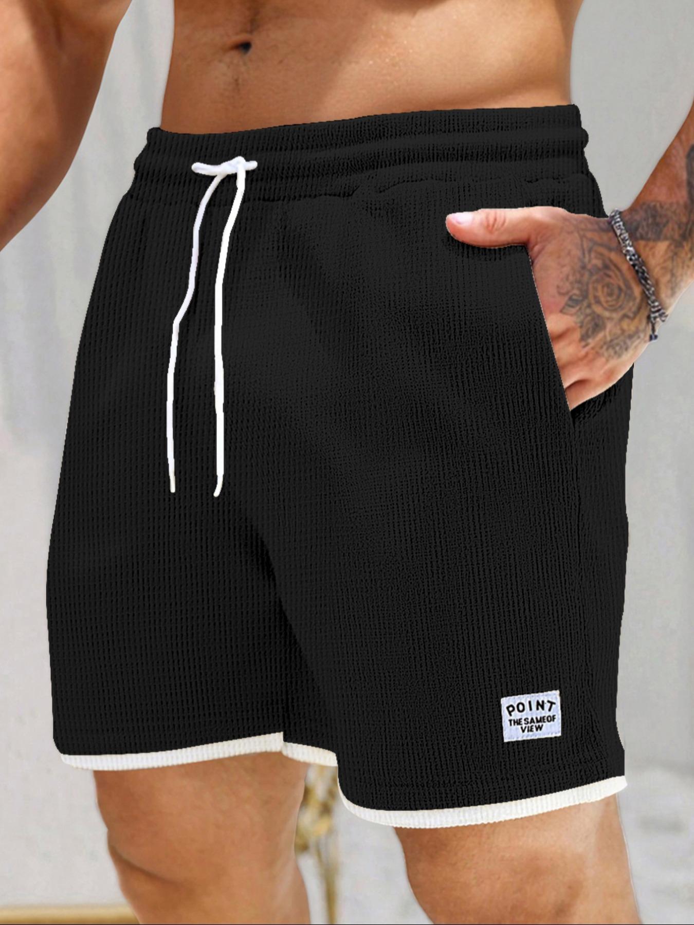 Men's Letter Patch Pocket Shorts, Casual Streetwear Shorts, Regular-Fit Comfy Breathable Summer Shorts, Men's Bottoms for Daily Wear