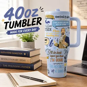 1 Pc 40oz "I Have An Early Meeting Out Of Town" Insulated Tumbler, Insulated drinkware, Double Wall Vacuum Stainless Steel Cup, Leak-Proof, Keeps Cold 24H Hot 12H, Travel Mug With Handle for Office, Study, Daily Use, History Fans Gift