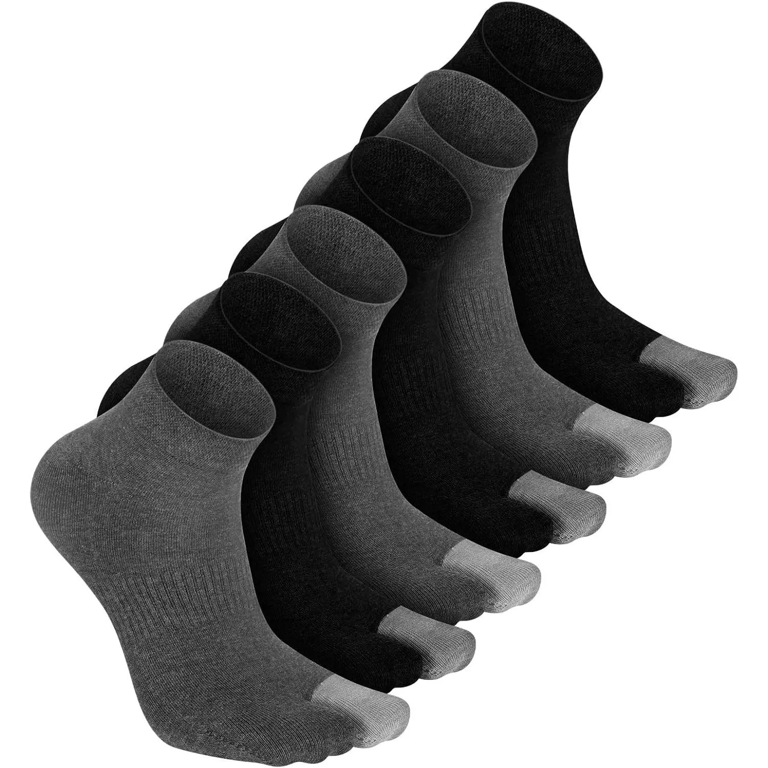 6 Pcs Men's Cotton Split Toe Socks Breathable Moisture Tabi Socks for Japanese Sandals Wear Us 6-11
