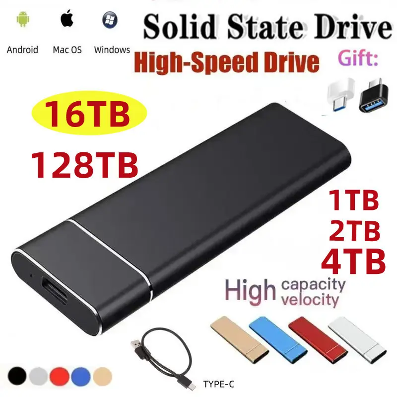 Portable Mini External SSD Solid State Drive 1TB 2TB 4TB 8TB Large Capacity Mobile Storage Disk