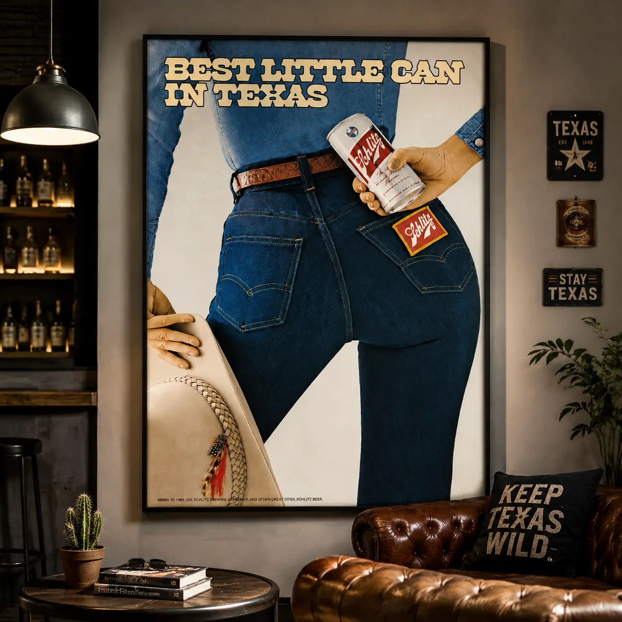 Vintage 1980s Beer Advertising Canvas Poster |   Retro Bar Wall Art for Home, Kitchen & Man Cave Decor