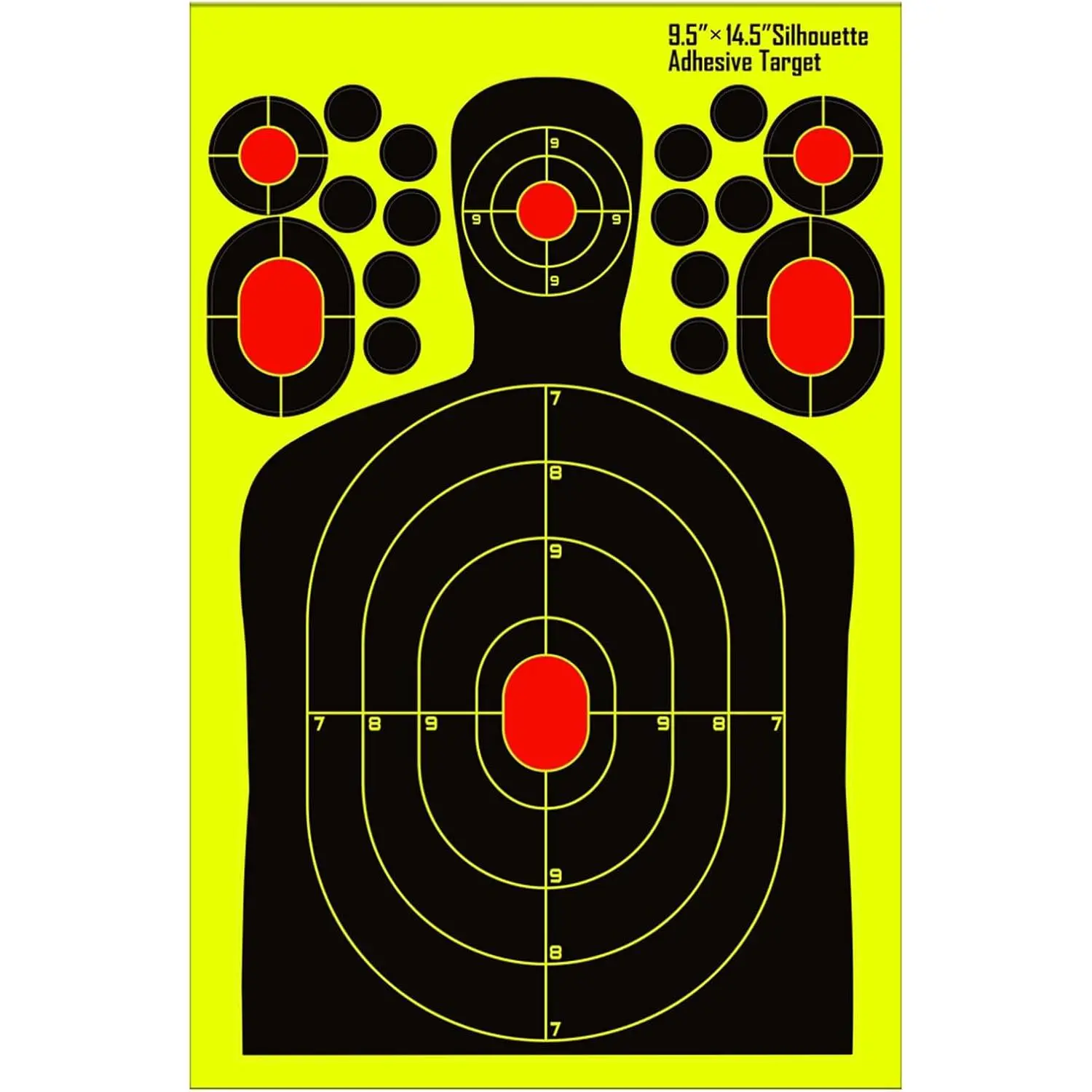9.5x14.5 inch Silhouette Splatter Targets - Bright Fluorescent Yellow Easily seen on Impact When Hitting Target BB Guns, airguns, Rifles, Indoor and Outdoor ranges (10/25/50 Pack)