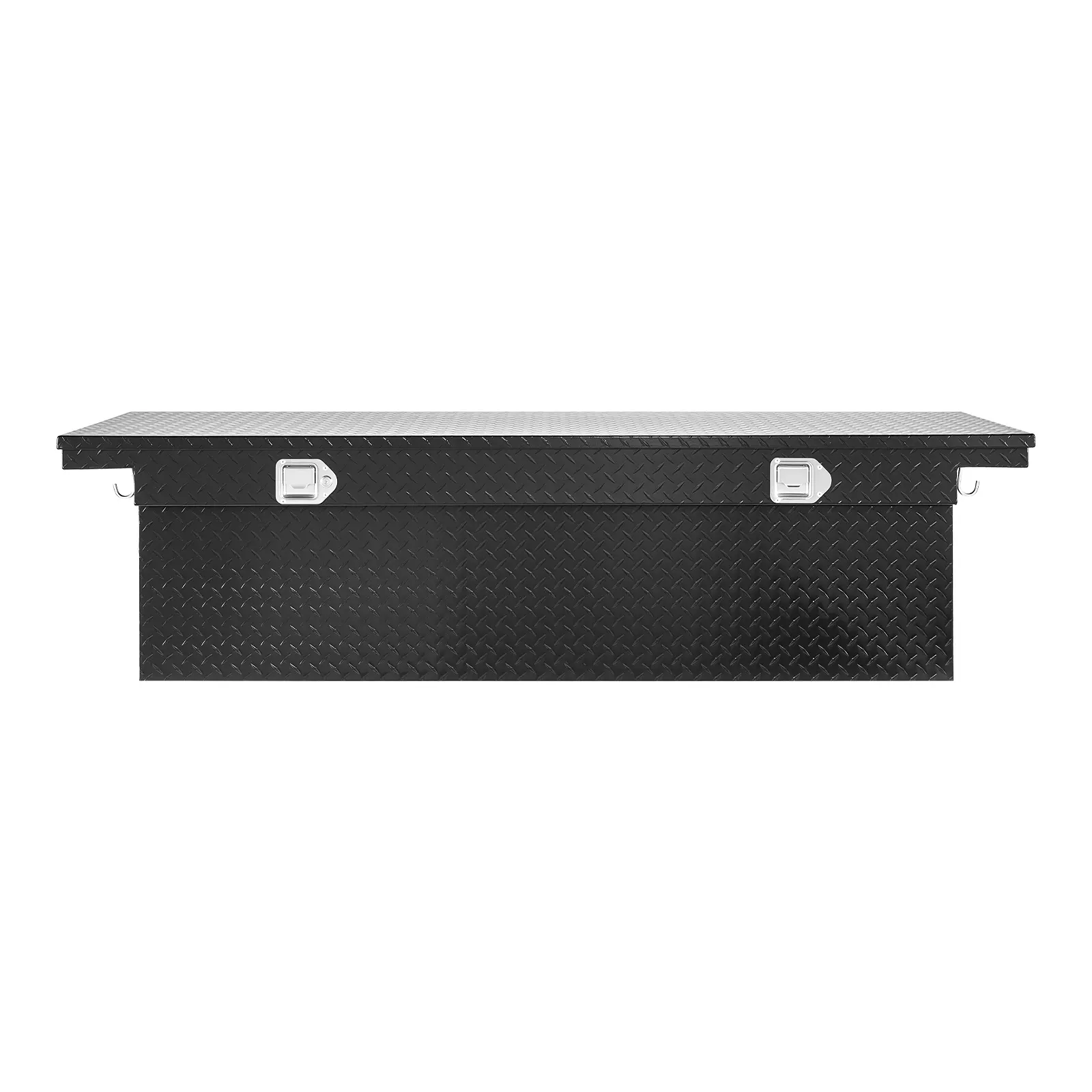 Heavy Duty Aluminum Crossover Truck Tool Box - 71x27x18 In Multi-Size Diamond Texture, Bed Storage Organizer for Pickup Truck/RV Trailer, Waterproof with Lock Keys & Side Handles, Black