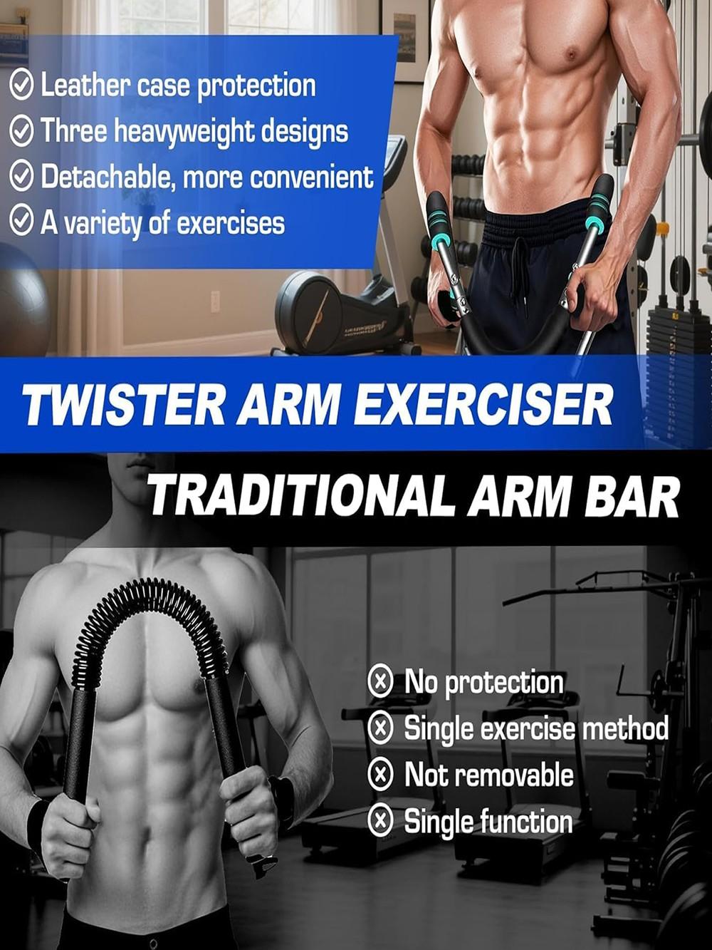 60-100lb Adjustable Power Twister Bar, Portable Detachable Fitness Machine for Home & Gym, Chest Shoulder Forearm Exerciser, 2026 New Pro Twister Arm Muscle Trainer