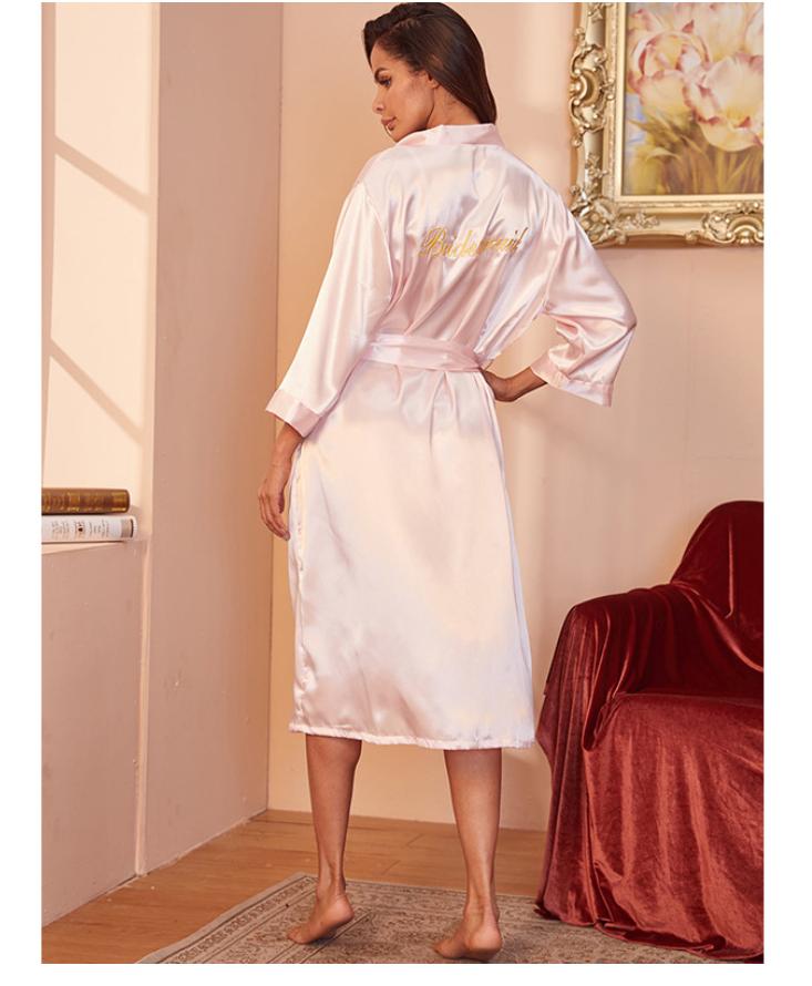 Women Kimono Bathrobe Gown Sexy Sleepwear Satin Home Clothing Intimate Lingerie Casual Bride Bridesmaid Wedding Gift Nightgown
