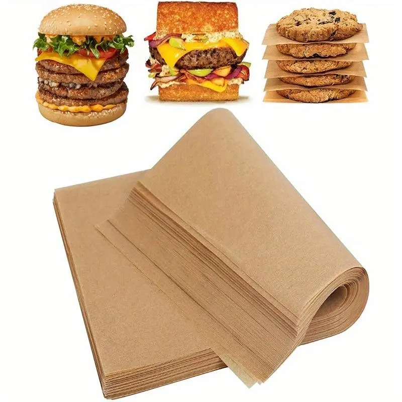 50/100/200-sheet packs of baking parchment paper, Non-stick, pre-cut, barbecue paper, steamer paper, kraft paper, Home baking supplies, suitable for baking, cooking, grilling, frying, steaming, unbleached, fits baking sheets