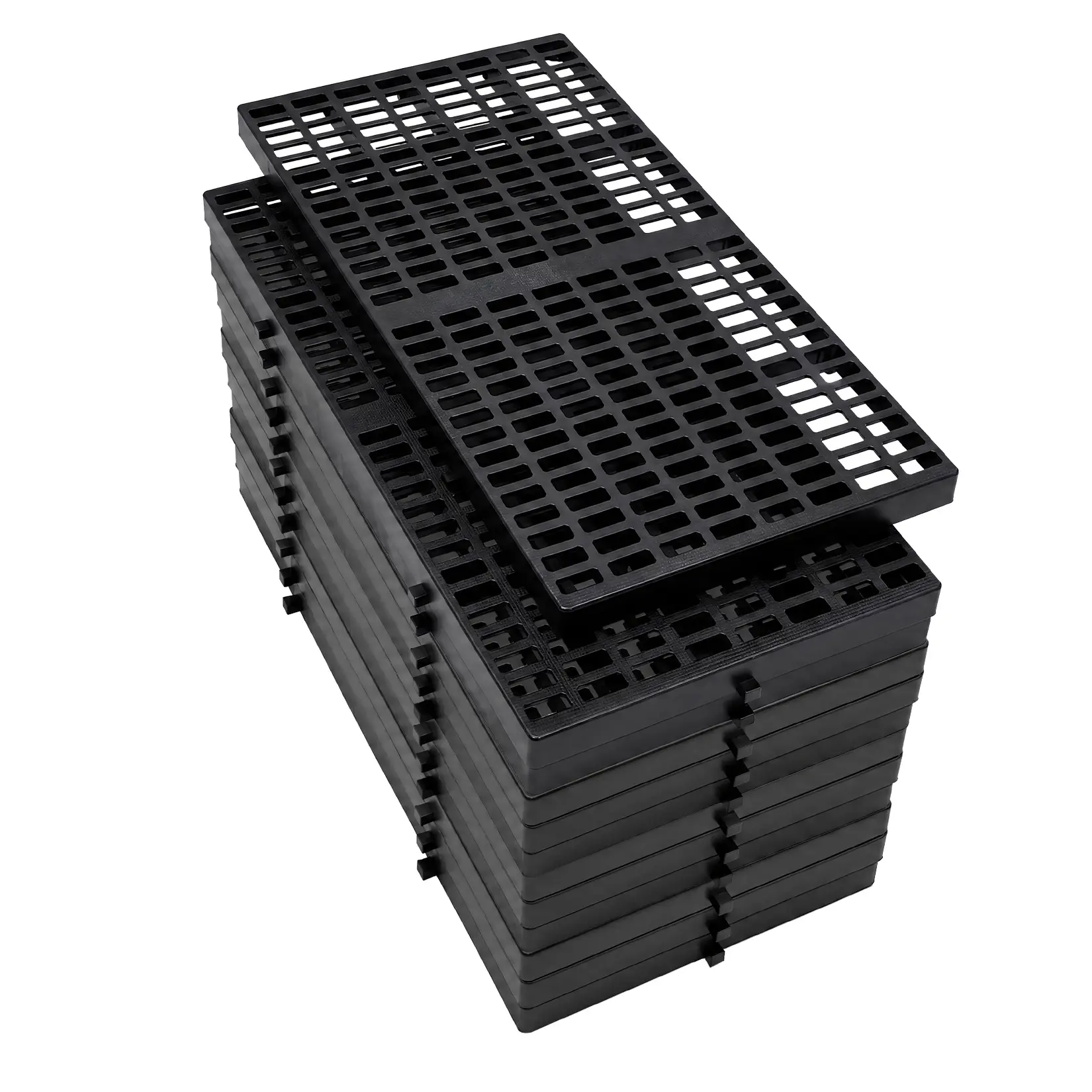 Hosslly 8-Pack Rectangular Modular Plastic Pallets - 24x12" Interlocking Floor Mats, Water-Resistant Grid Decking, Non-Slip Heavy-Duty Risers for Warehouse, Garage
