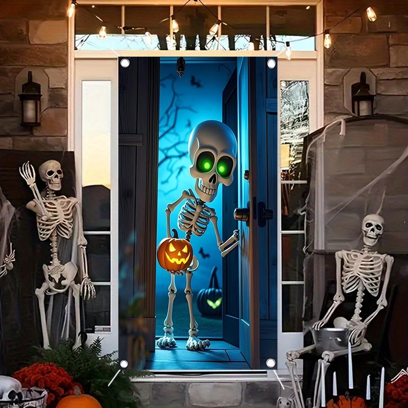 Halloween Themed Door Banner, 1 Count Skeleton Pattern Door Decoration, Indoor Outdoor Decor, Theme Parties & Photo Props, Ornaments