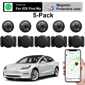 5-Piece Magnetic Vehicle Tracker with Transparent Cover, Global Use, No Monthly Fee, Supports Apple Find My (iOS Only),Fits all vehicles.