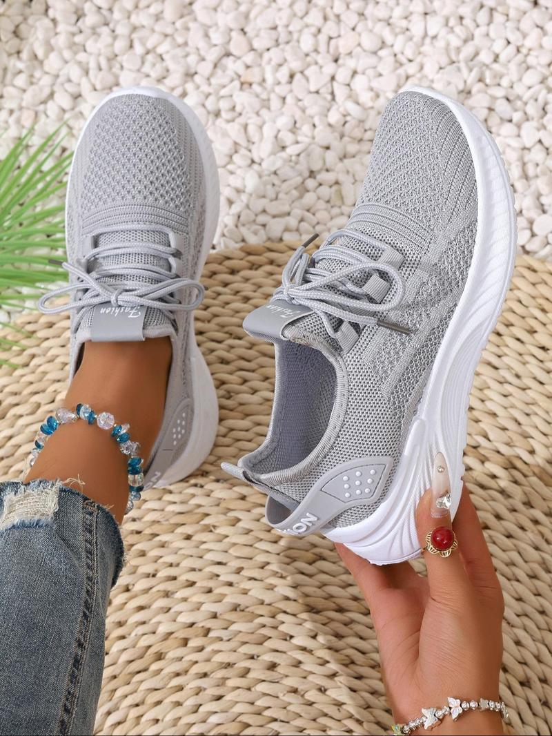 Women's Fashionable Mesh Breathable Lightweight Sneakers, Knitted Running Shoes, Casual Comfortable Sports Running Shoes, Female All-match Round Toe Shoes for Daily Wear