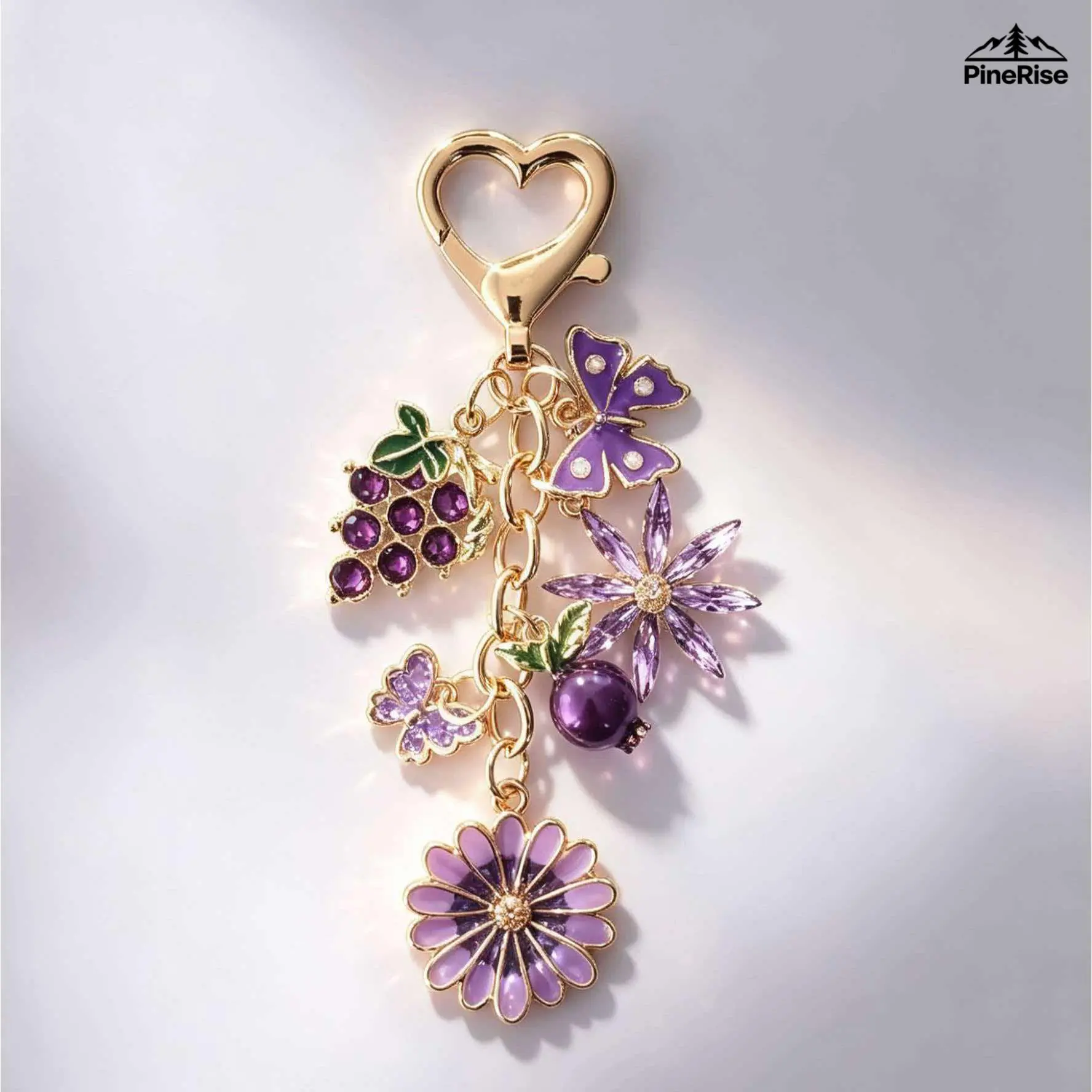 Butterfly & Heart Metal Keychain Charm, Fruit Floral Alloy Key Ring, Versatile Bag Pendant Decor For Adults Indoor Leisure Daily Home Bag & Key Organizing