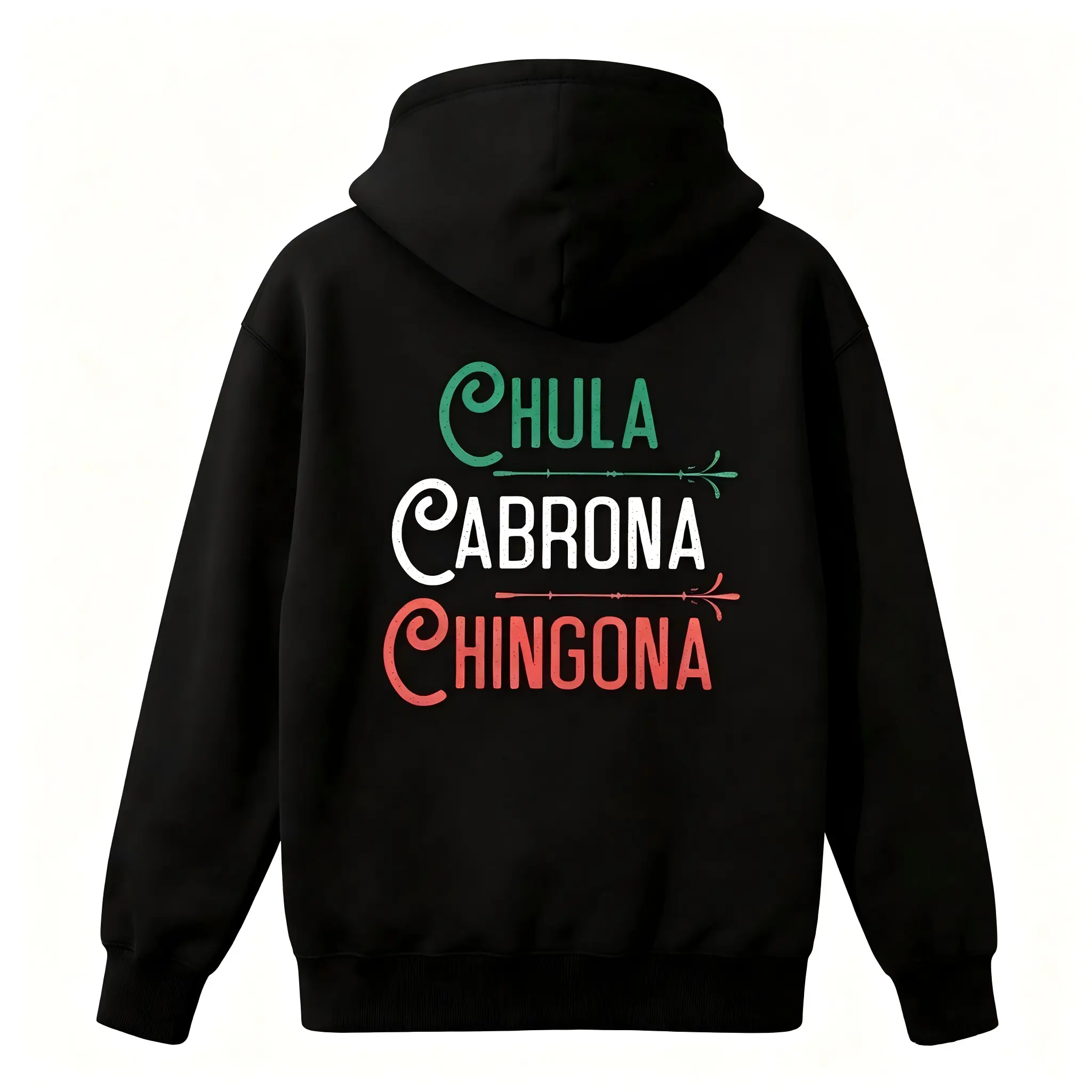 Men's Mexican Chola Chingona Cotton Hoodie - Longsleeves Tops, Classic Cut Fashion Graphic Print Streetwear, Aztec Latino Cultural Baddie Aesthetic Casual Menswear Sweatshirts