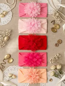 5 Pieces Cute Baby Headbands, New European Style Embroidered Hair Bands, Infant Windmill Flower Hair Accessories, All Seasons Casual Wear