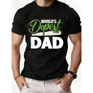 Casual, Men's T-Shirt, World's Dopest Dad With Joint Graphic, Everyday Wear, Father's Day Gift