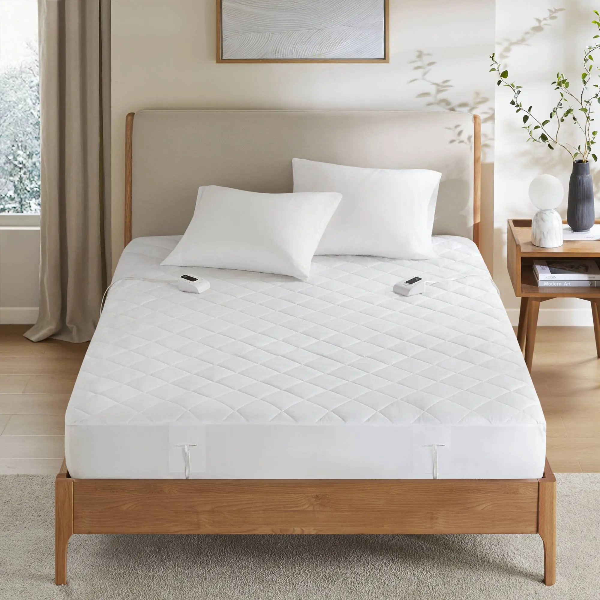 ARCH Queen Heated Mattress Pad 1-Piece White Electric Heating Pad for Bed, Soft Warm Mattress Topper with Adjustable Heat Settings, Cozy Winter Bedding for Home Bedroom, Single Pack, Home Furniture and Household Product Search Terms
