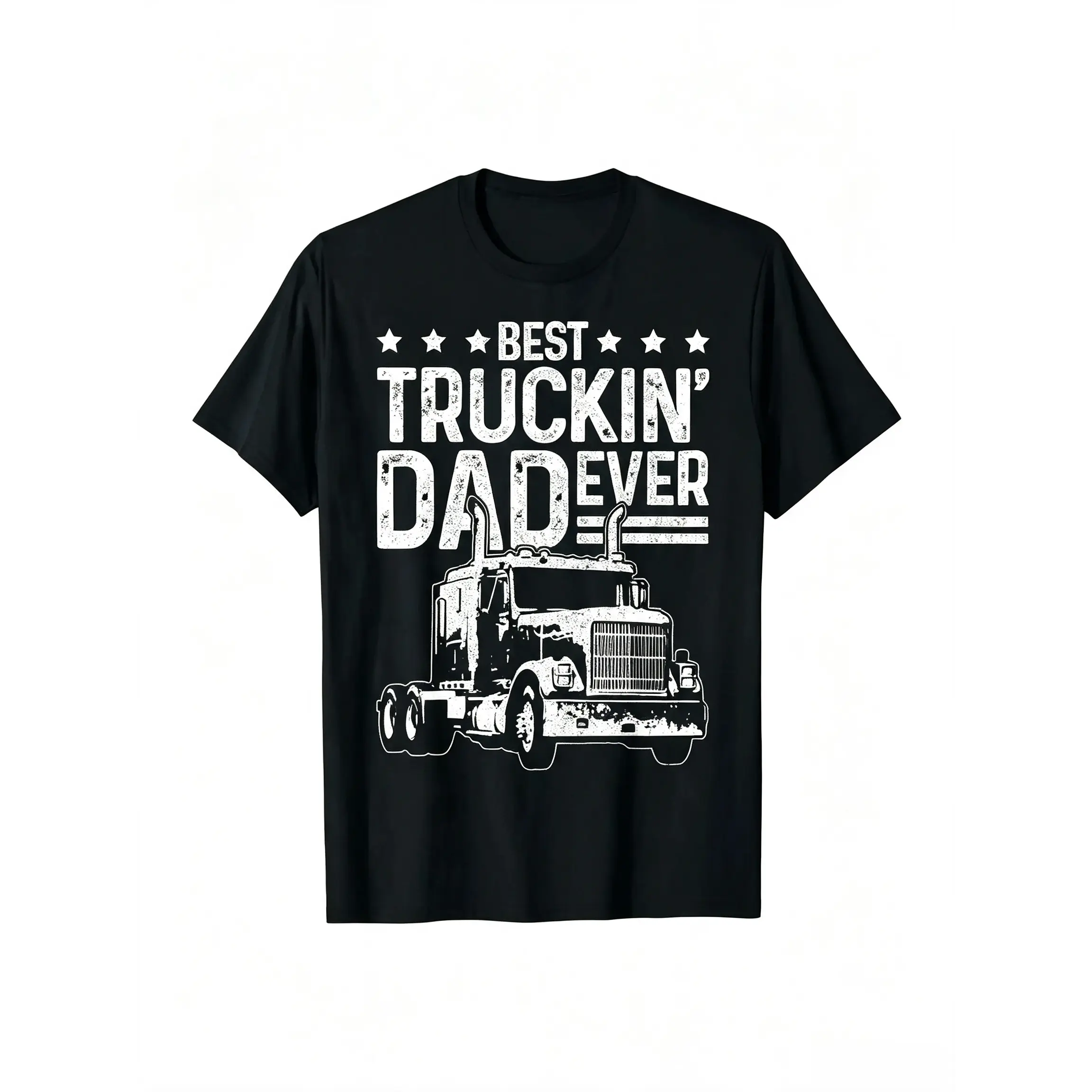 cotton Best Truckin' Dad Ever Truck Driver Father's Day Gift T-Shirt Menswear Top