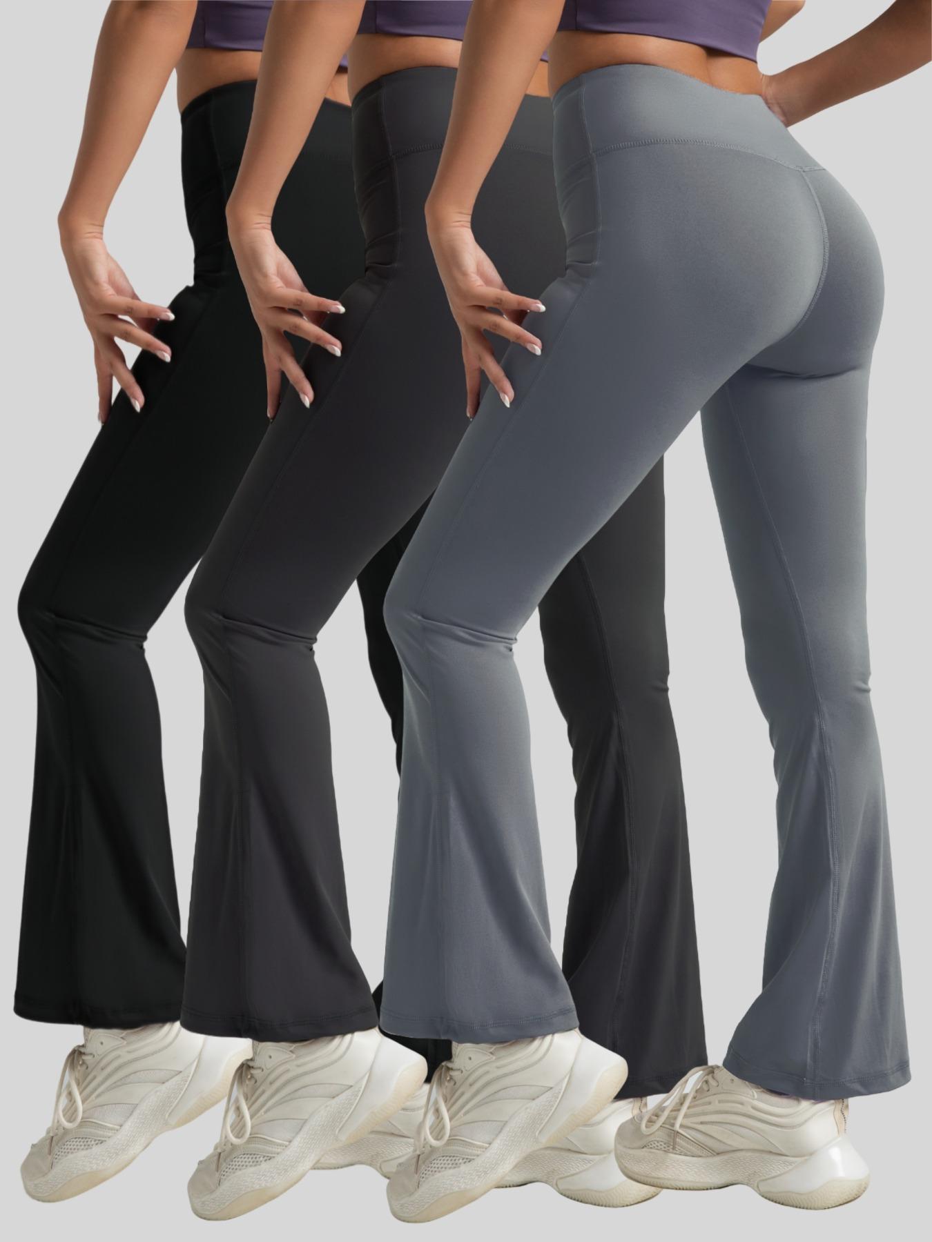 Women's Solid High Waist Flare Leg Sports Leggings, Casual Comfort and Durability Breathable Bell Bottom Skinny Pants for Yoga Gym Workout, Ladies Sportswear for All Seasons, Fitness Yoga Pants, Solid Flared Leggings