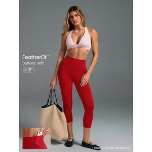 GLOWMODE 21'' FeatherFit Capris Yoga Pilates Leggings Buttery Soft Non See-Through Tummy Control Gym Tights With Hidden Pocket At Waist Spring Summer