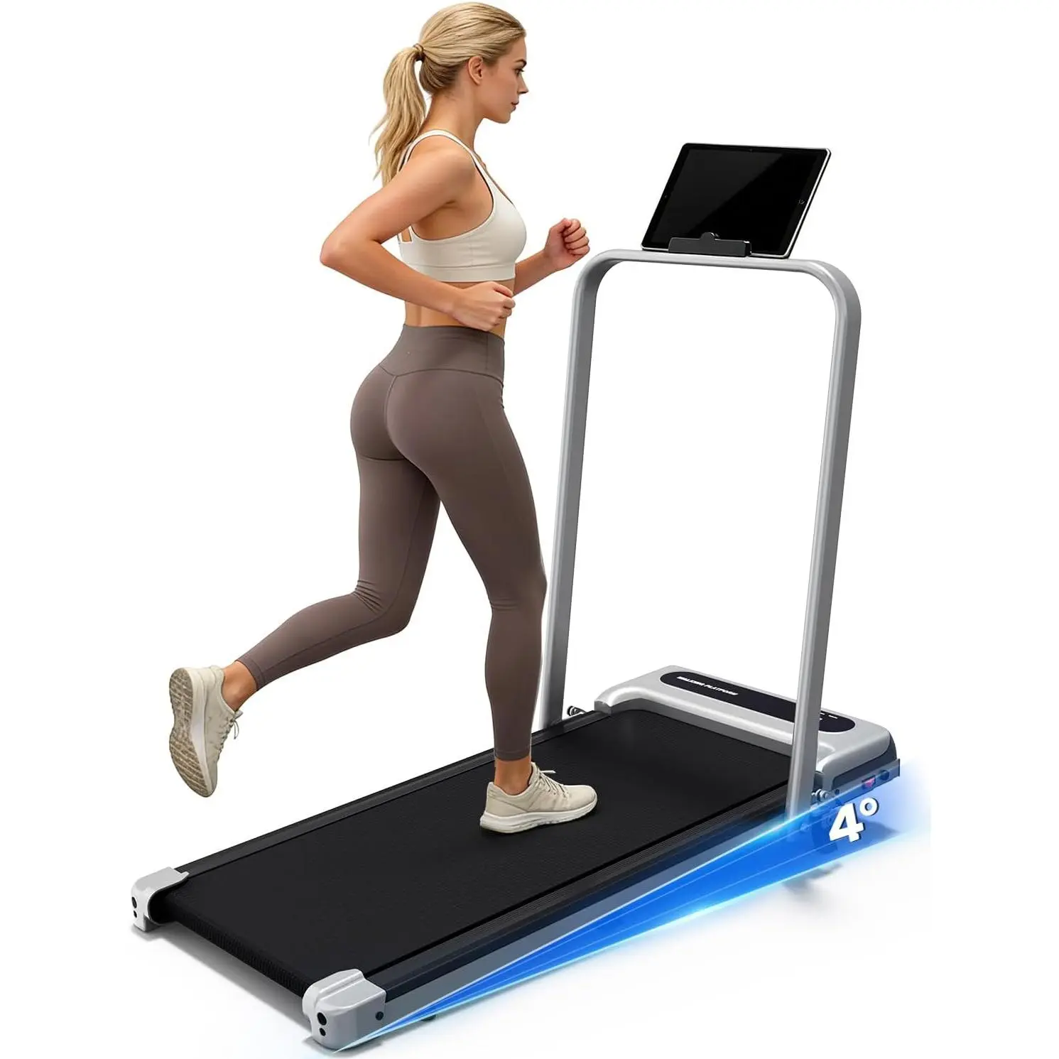 Compact Under Desk Walking Pad Treadmill for Home Office, Portable Running/Jogging Machine with Remote Control and LED Display