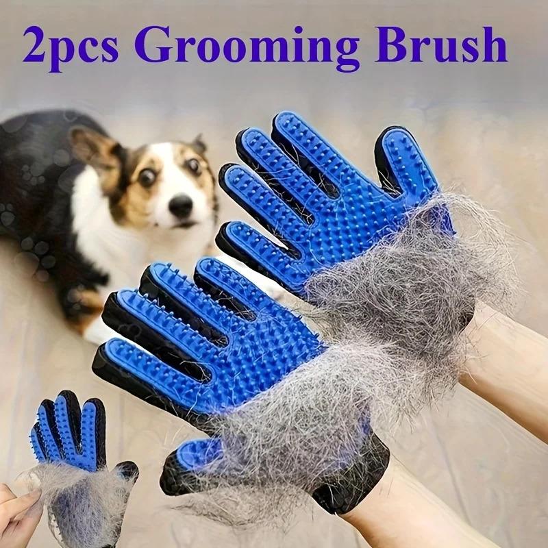 2PCS Pet Grooming Gloves Hair Removal Gloves with Hair Removal and Massage for Dogs and Cats To Remove Floating Hair Tools cat stuff