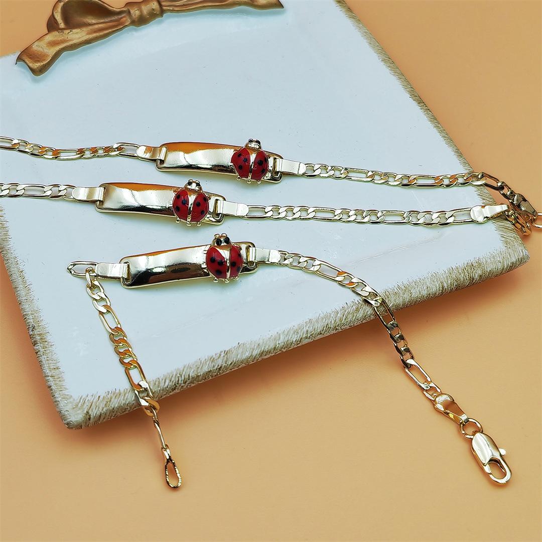 Gold Tone Ladybug Enamel Bracelet for Women & Girls, Cute Spring Inspired Design, Trendy Aesthetic Fashion Jewelry, Lightweight & Delicate for Daily Wear, Outdoor & Holiday Gift Giving