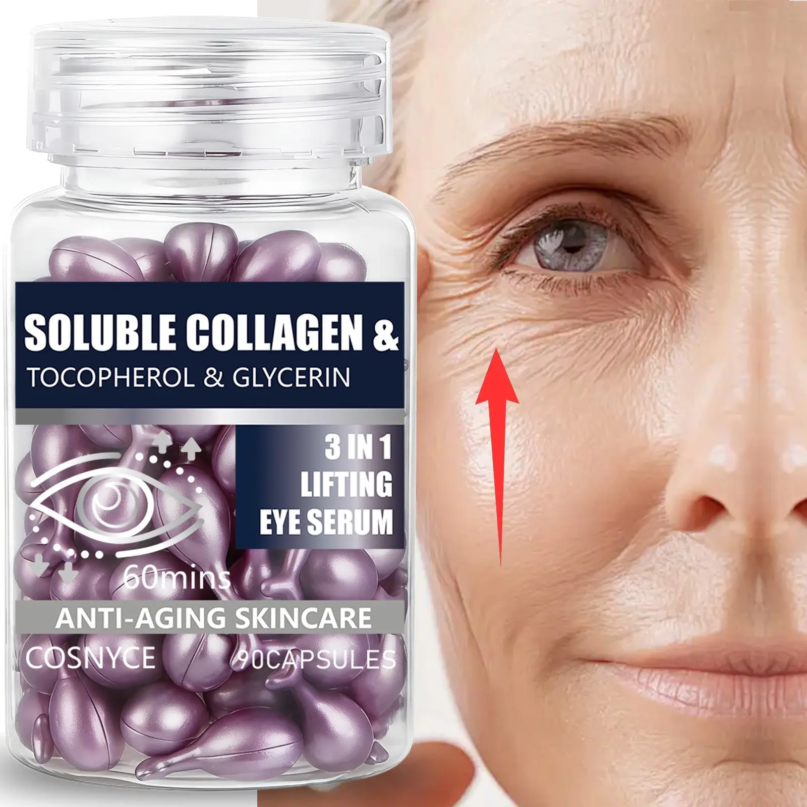 90pcs Eye Essence, Deep Hydration for Smooth Eye Skin, Liquid Form, Flammable Aerosol, 24-Month Shelf Life, Single Unit Count