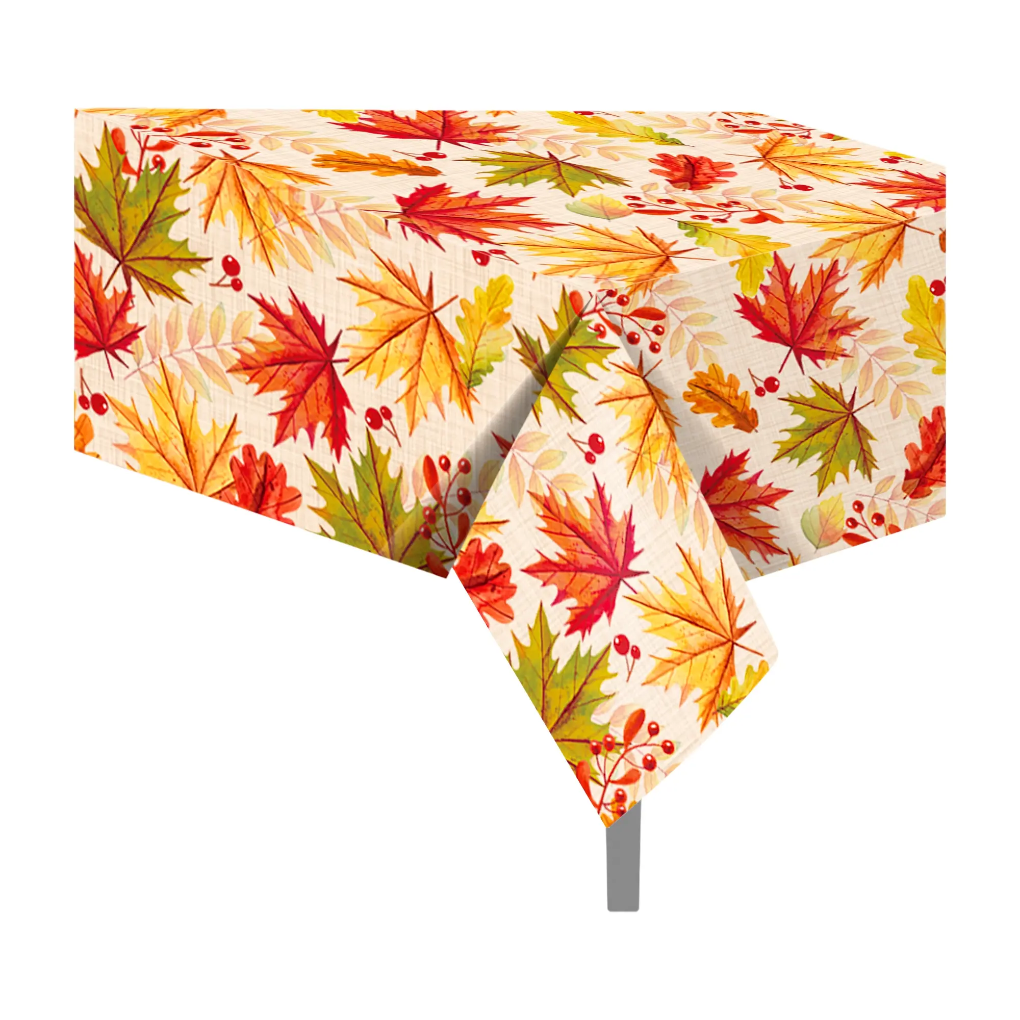 Watercolor Maple Leaf Tablecloth, Disposable Pe Tablecloth, 130x220cm, Waterproof Plastic, Thanksgiving Party Supplies, Fall Decor