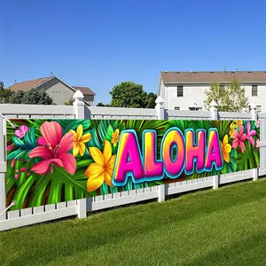 Hawaiian Style Fence Banner, Aloha Courtyard Sign, Tropical Garden Banner, Luau Party Decor, Summer Beach Fence Decoration, Island Theme Outdoor Banner