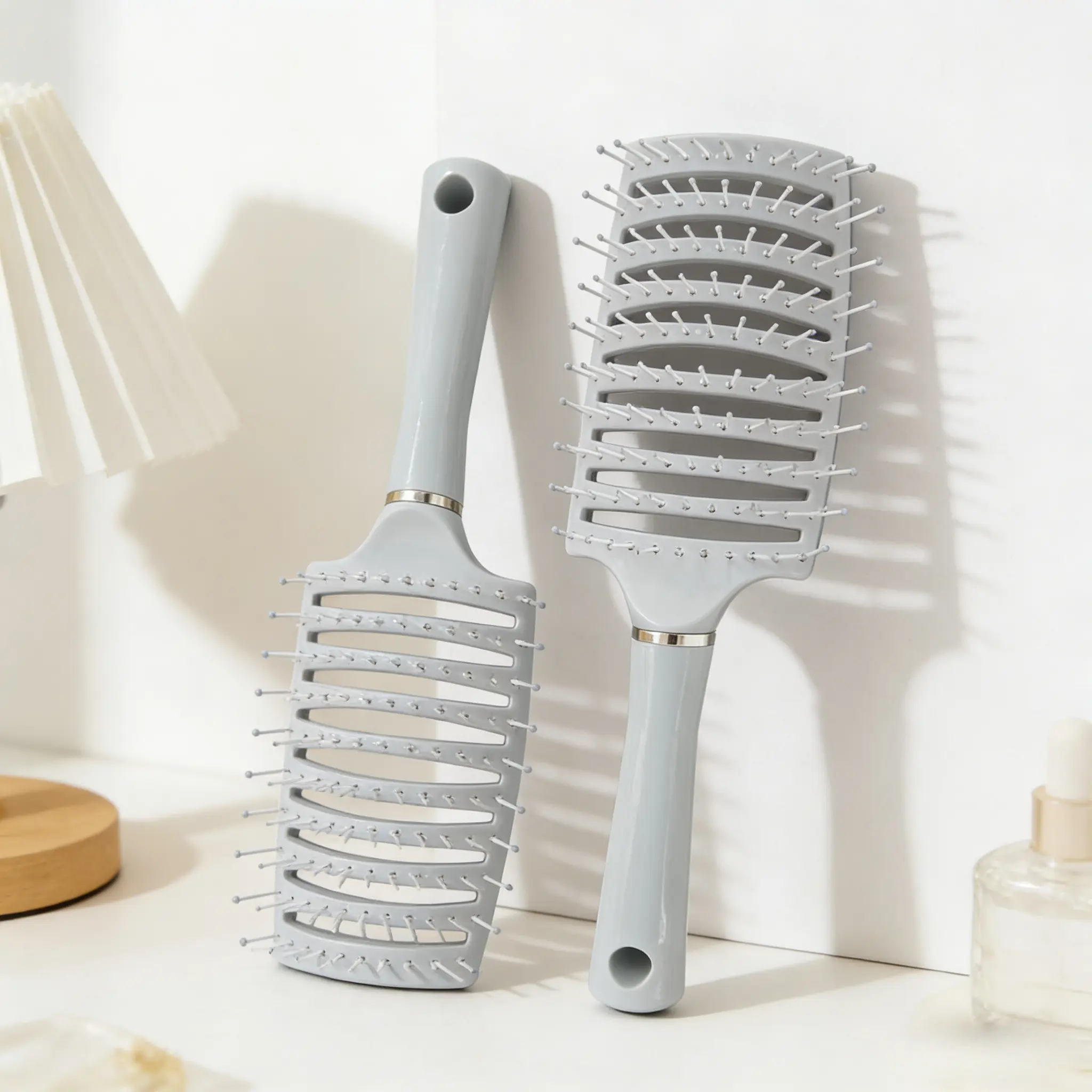 2 Pack Vent Hair Brush Set, Curved Vented Hair Detangler Brush for Wet & Dry Hair, Lightweight Paddle Brush for Blow Drying, Easy to Use, Detangle Brush, Hairbrush