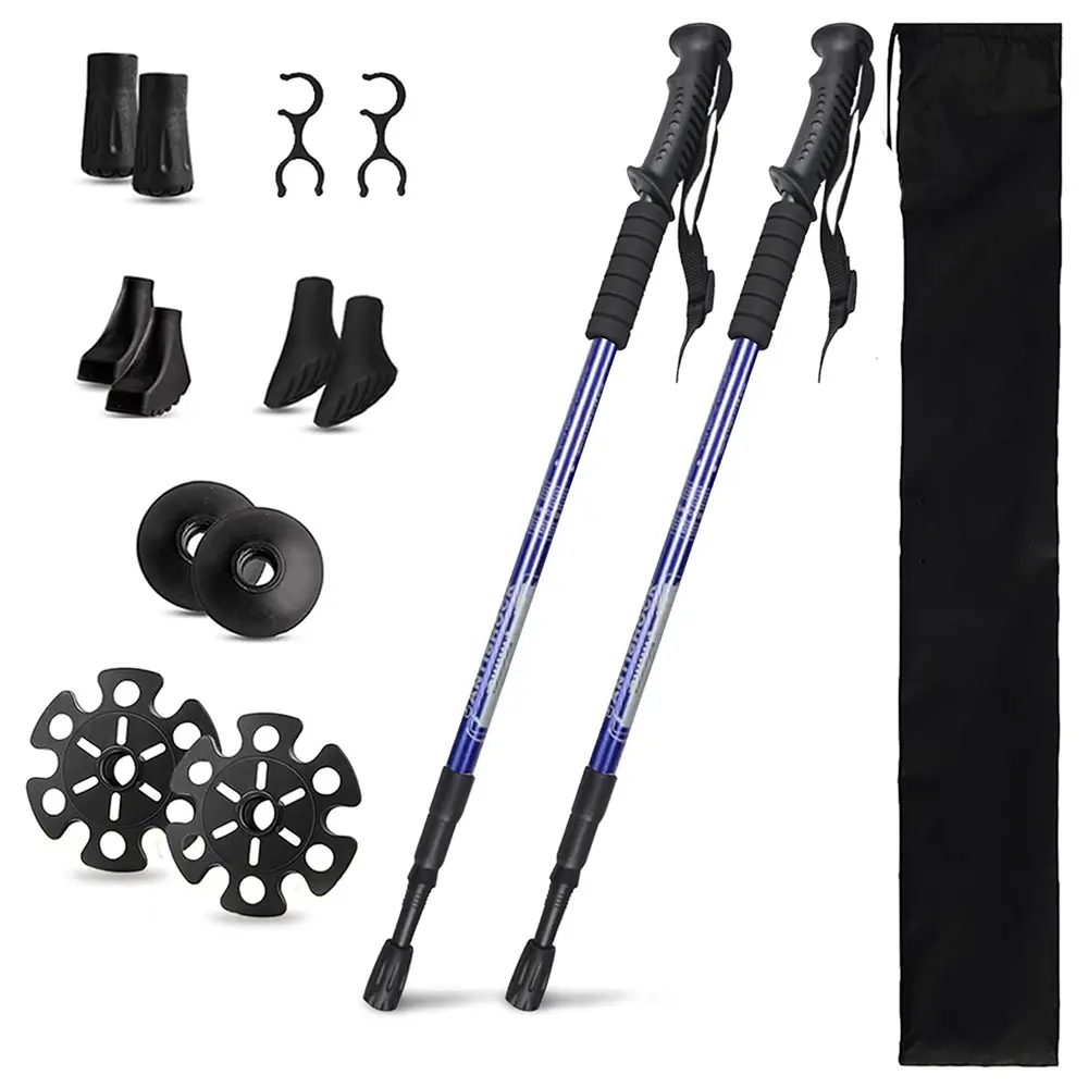 Aluminum Collapsible Trekking Poles with EVA Grips | Adjustable Hiking Poles, Ultralight Travel,Quick Locks, All-Terrain, Walking Sticks for Men & Women
